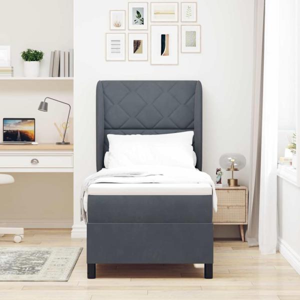 Boxspringbett mit Matratze Dunkelgrau 80x200 cm Samt
