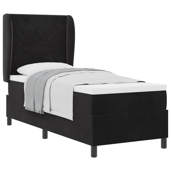 Boxspringbett mit Matratze Schwarz 80x200 cm Samt