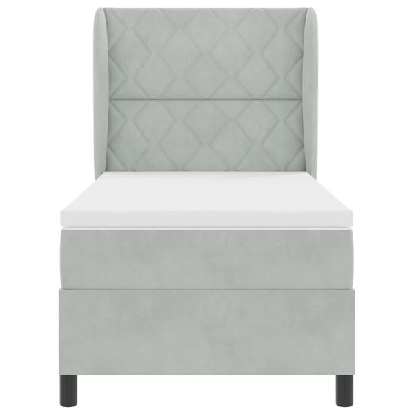 Boxspringbett mit Matratze Hellgrau 90x190 cm Samt