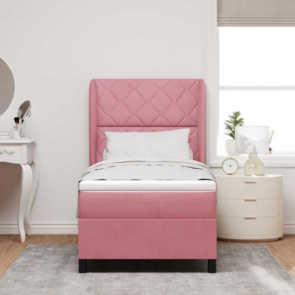 Boxspringbett mit Matratze Rosa 90x190 cm Samt