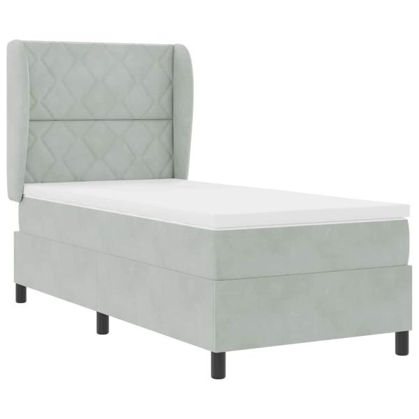Boxspringbett mit Matratze Hellgrau 90x200 cm Samt
