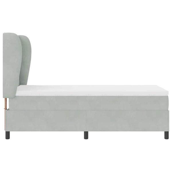 Boxspringbett mit Matratze Hellgrau 90x200 cm Samt