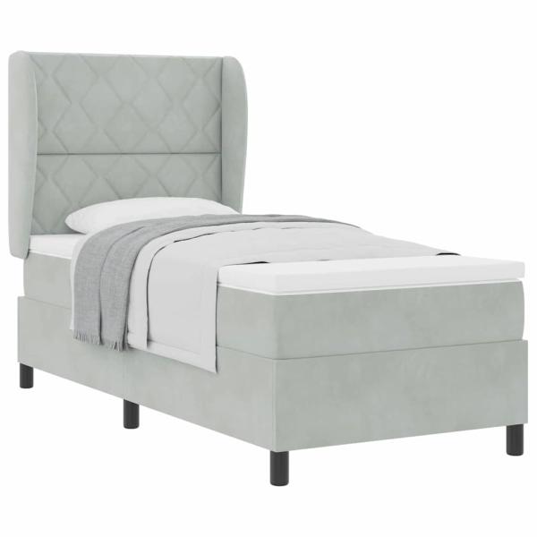 Boxspringbett mit Matratze Hellgrau 100x200 cm Samt