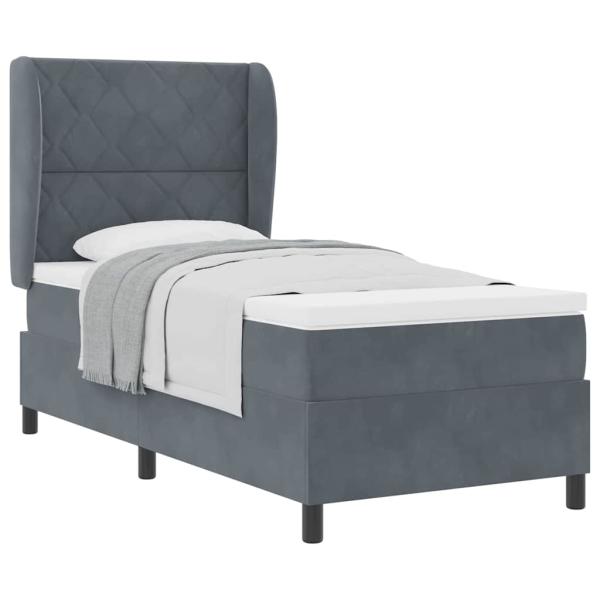 Boxspringbett mit Matratze Dunkelgrau 100x200 cm Samt