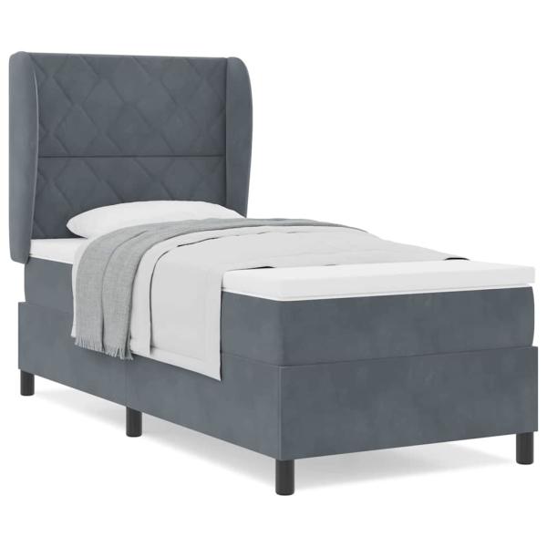 Boxspringbett mit Matratze Dunkelgrau 100x200 cm Samt