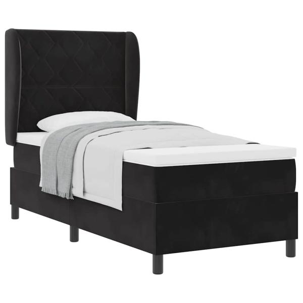 Boxspringbett mit Matratze Schwarz 100x200 cm Samt