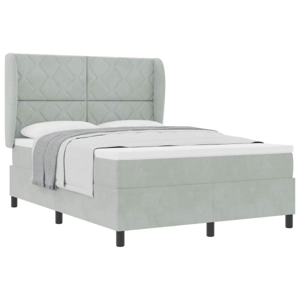 Boxspringbett mit Matratze Hellgrau 140x190 cm Samt