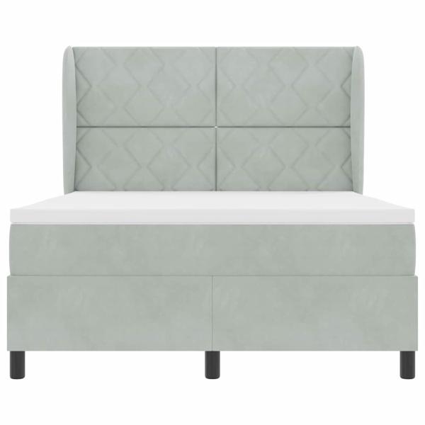 Boxspringbett mit Matratze Hellgrau 140x200 cm Samt