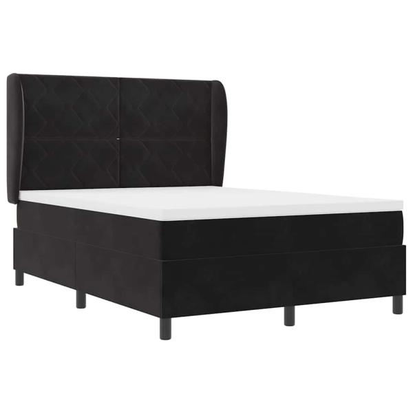 Boxspringbett mit Matratze Schwarz 140x200 cm Samt