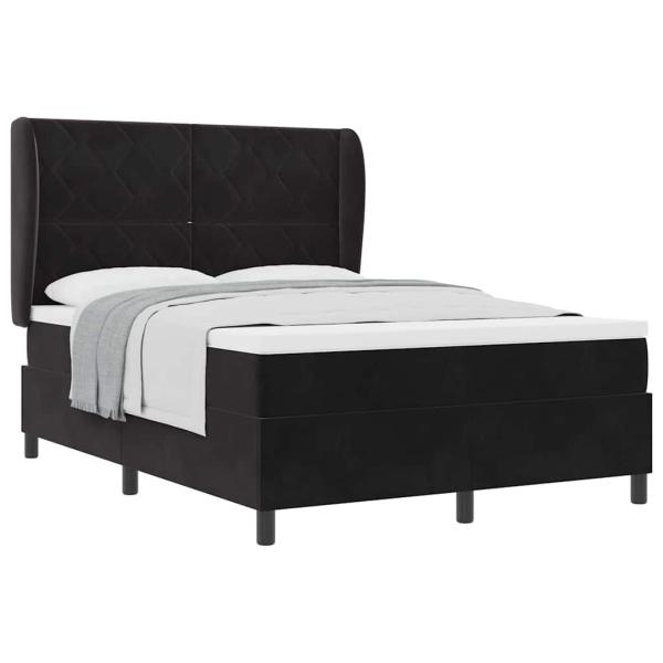 Boxspringbett mit Matratze Schwarz 140x200 cm Samt