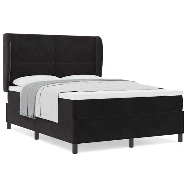 Boxspringbett mit Matratze Schwarz 140x200 cm Samt