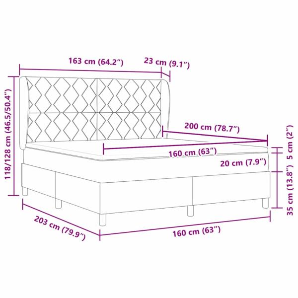 Boxspringbett mit Matratze Dunkelgrau 160x200 cm Samt