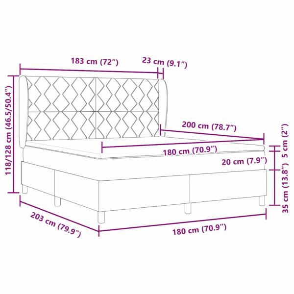 Boxspringbett mit Matratze Hellgrau 180x200 cm Samt