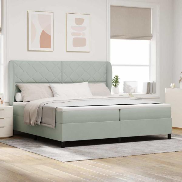 ARDEBO.de - Boxspringbett mit Matratze Hellgrau 200x200 cm Samt