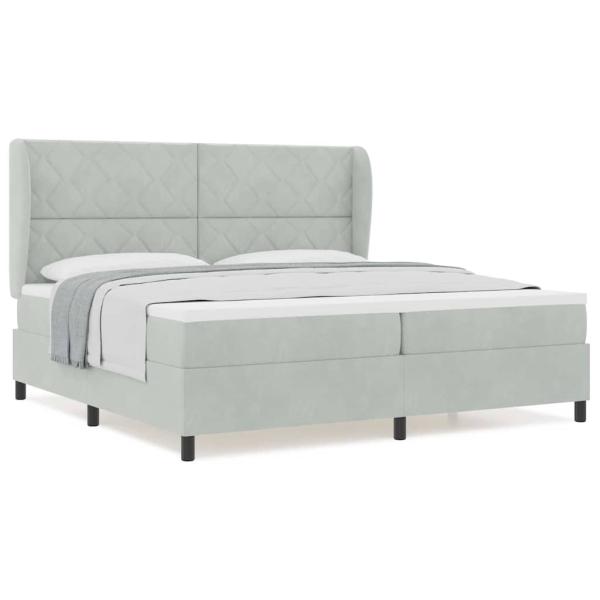 Boxspringbett mit Matratze Hellgrau 200x200 cm Samt