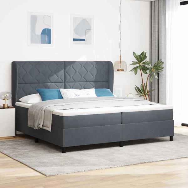 ARDEBO.de - Boxspringbett mit Matratze Dunkelgrau 200x200 cm Samt