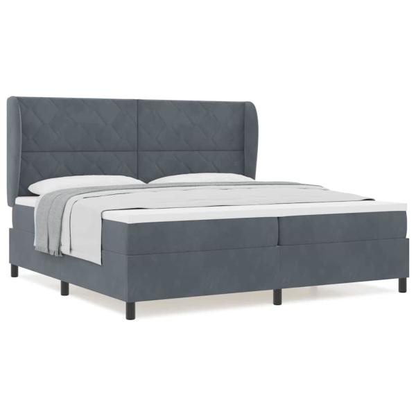 Boxspringbett mit Matratze Dunkelgrau 200x200 cm Samt