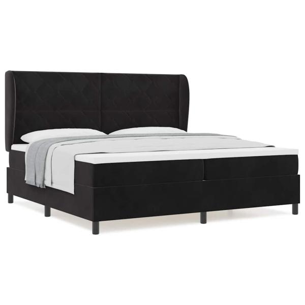 Boxspringbett mit Matratze Schwarz 200x200 cm Samt