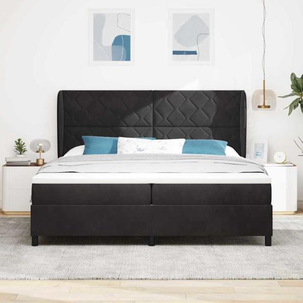 Boxspringbett mit Matratze Schwarz 200x200 cm Samt