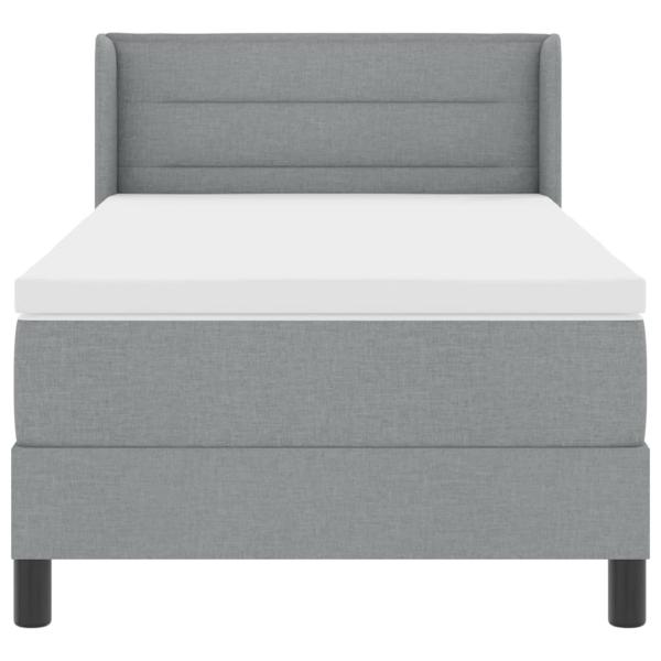 Boxspringbett mit Kopfteil Hellgrau 200 x 90 cm Stoff