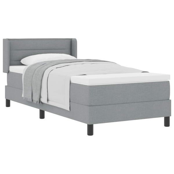 Boxspringbett mit Kopfteil Hellgrau 200 x 90 cm Stoff