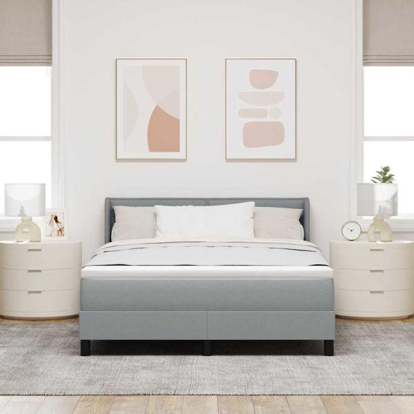 Boxspringbett mit Matratze Hellgrau 160x200 cm Stoff