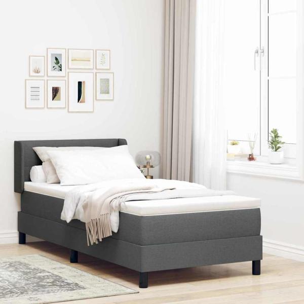 ARDEBO.de - Boxspringbett mit Matratze Dunkelgrau 90x190 cm Stoff