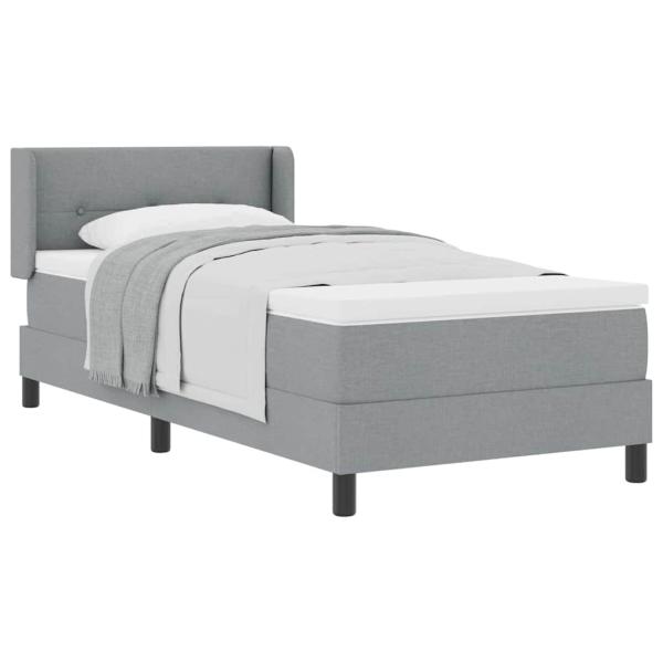Boxspringbett mit Matratze Hellgrau 90x200 cm Stoff