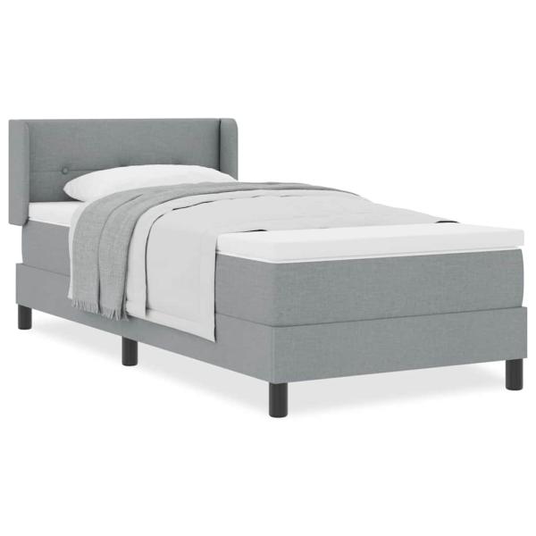 Boxspringbett mit Matratze Hellgrau 90x200 cm Stoff