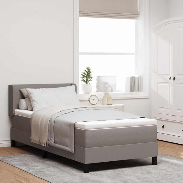 ARDEBO.de - Boxspringbett mit Matratze Taupe 100x200 cm Stoff