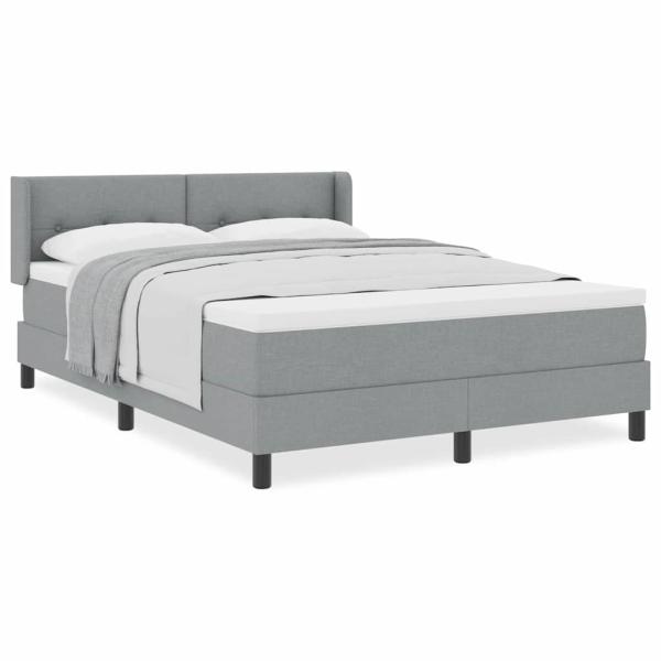 Boxspringbett mit Matratze Hellgrau 140x200 cm Stoff