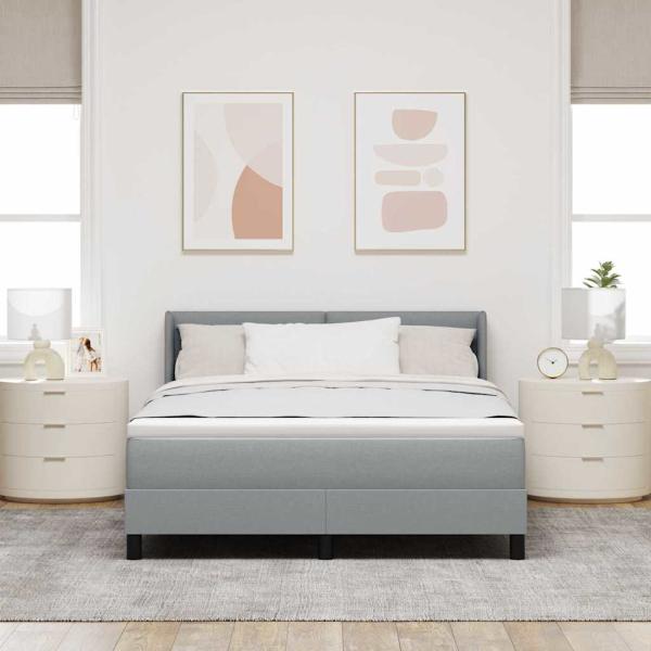 Boxspringbett mit Matratze Hellgrau 140x200 cm Stoff