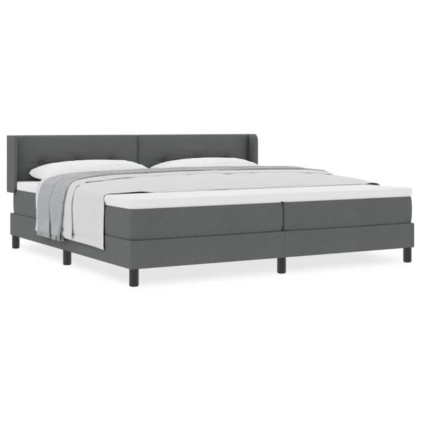 Dunkelgraues Boxspringbett mit Matratze 200x200 cm Stoff
