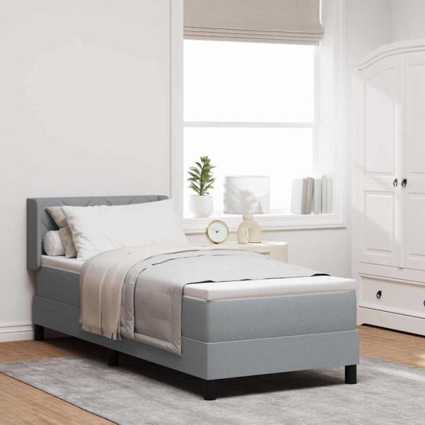 ARDEBO.de - Boxspringbett mit Matratze hellgrau 80x200 cm Stoff