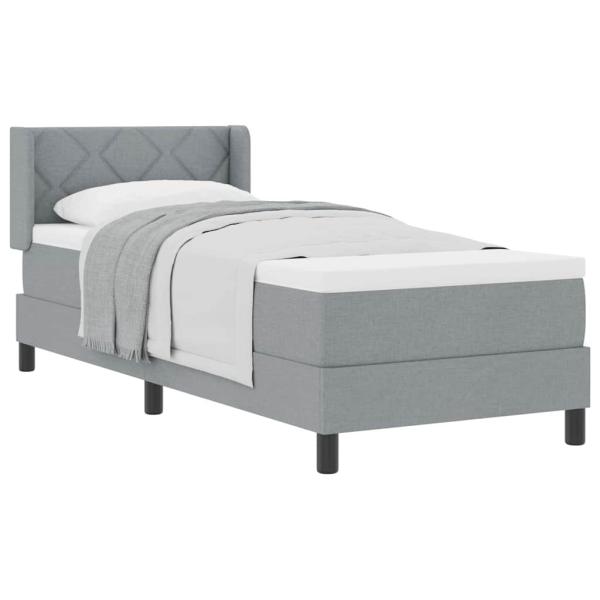 Boxspringbett mit Matratze hellgrau 80x200 cm Stoff