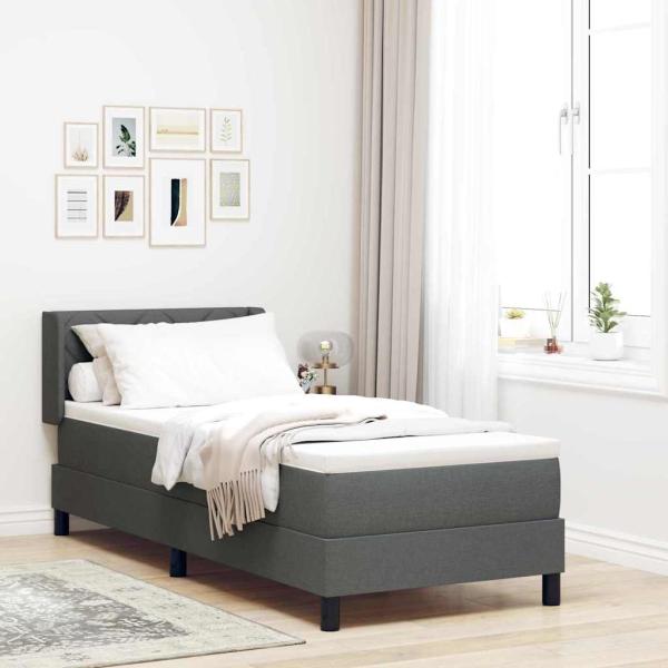 ARDEBO.de - Boxspringbett mit Matratze Dunkelgrau 80x200 cm Stoff