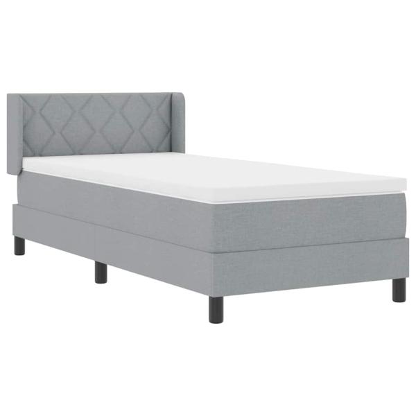 Boxspringbett mit Matratze Hellgrau 90x200 cm Stoff
