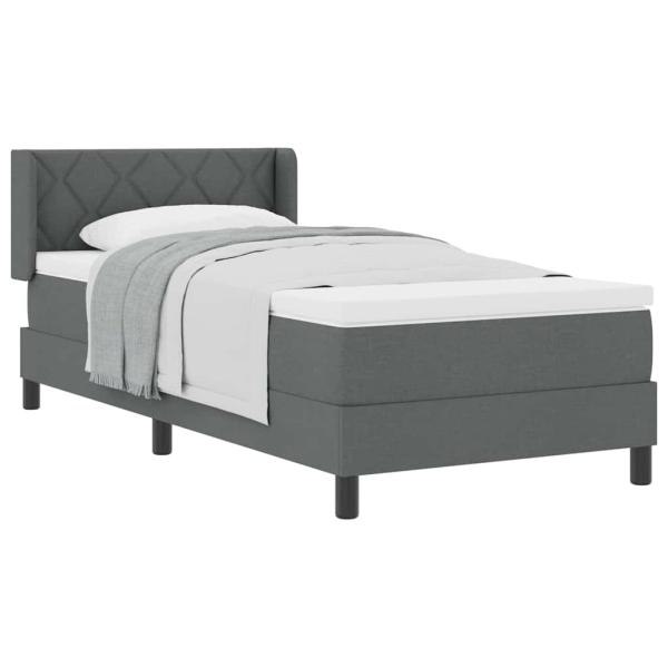 Boxspringbett mit Matratze Dunkelgrau 90x200 cm Stoff