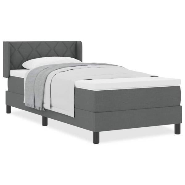 Boxspringbett mit Matratze Dunkelgrau 90x200 cm Stoff