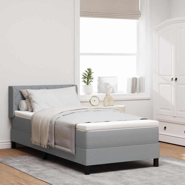 ARDEBO.de - Boxspringbett mit Matratze Hellgrau 100x200 cm Stoff