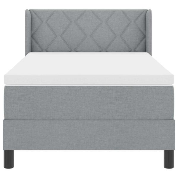 Boxspringbett mit Matratze Hellgrau 100x200 cm Stoff