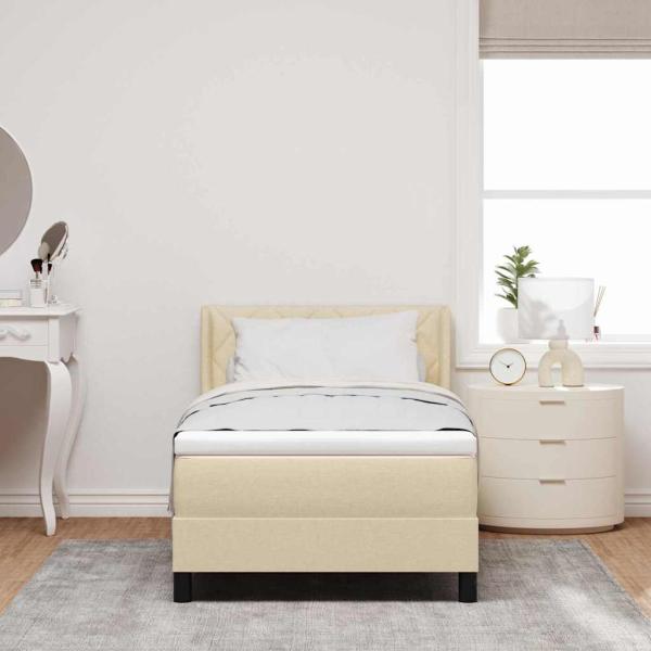Boxspringbett mit Matratze Creme 100x200 cm Stoff