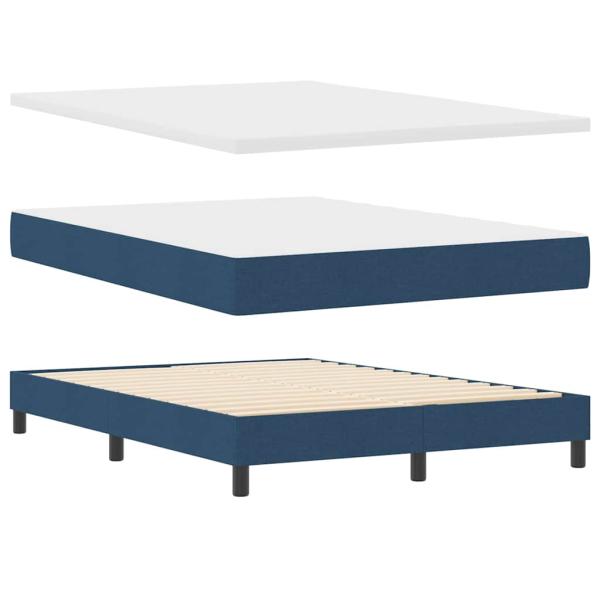 Boxspringbett mit Matratze Blau 140x190 cm Stoff