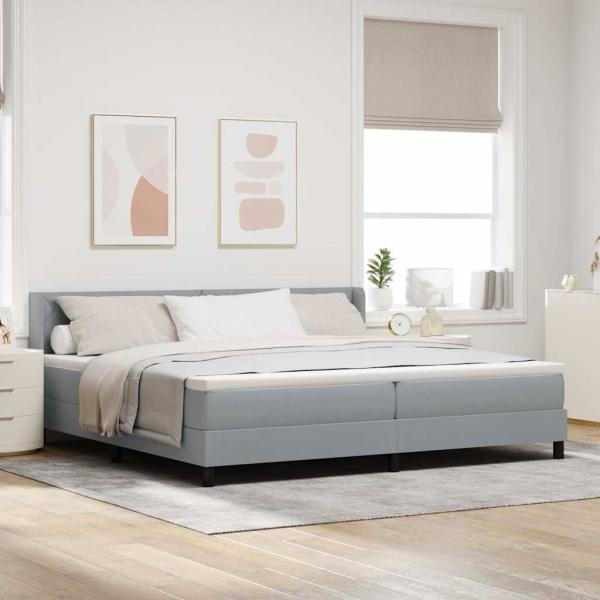 ARDEBO.de - Boxspringbett mit Matratze Hellgrau 200x200 cm Stoff