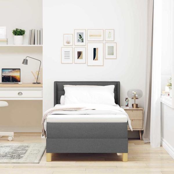 ARDEBO.de - Boxspringbett mit Matratze Dunkelgrau 80x200 cm Stoff
