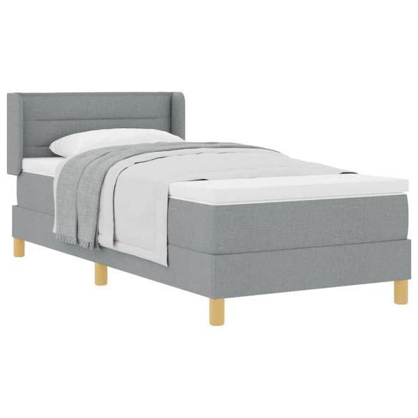 Boxspringbett mit Matratze Hellgrau 90x200 cm Stoff