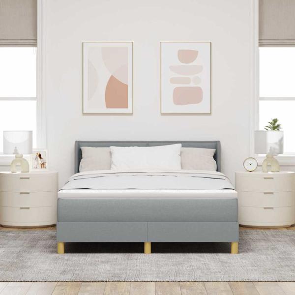 Boxspringbett mit Matratze Hellgrau 190 x 140 cm Stoff
