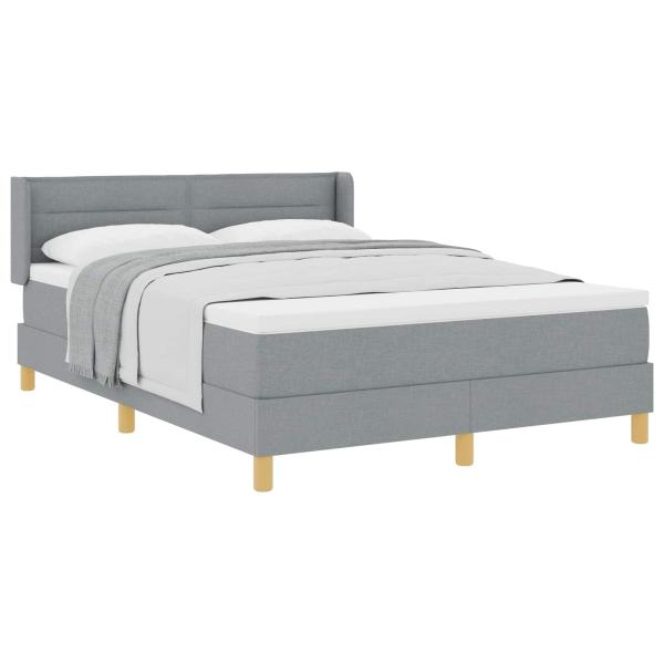 ARDEBO.de - Boxspringbett mit Matratze Hellgrau 160x200 cm Stoff