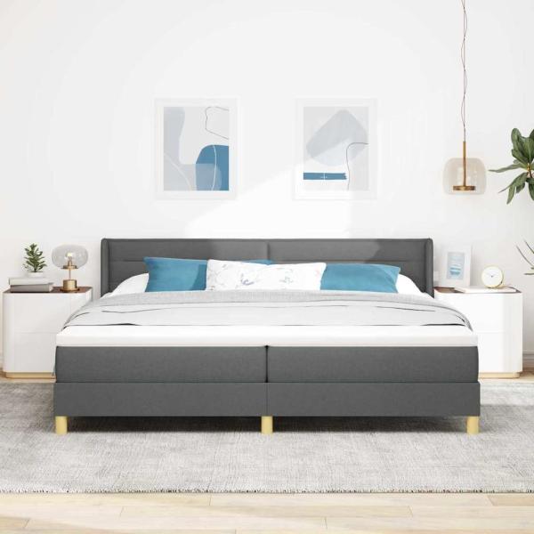 Boxspringbett mit Matratze Dunkelgrau 200x200 cm Stoff
