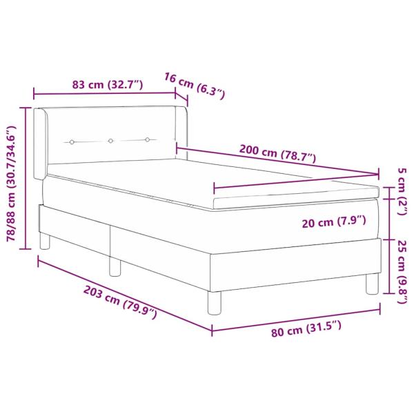 Boxspringbett Blau mit Matratze 80x200 cm Stoff